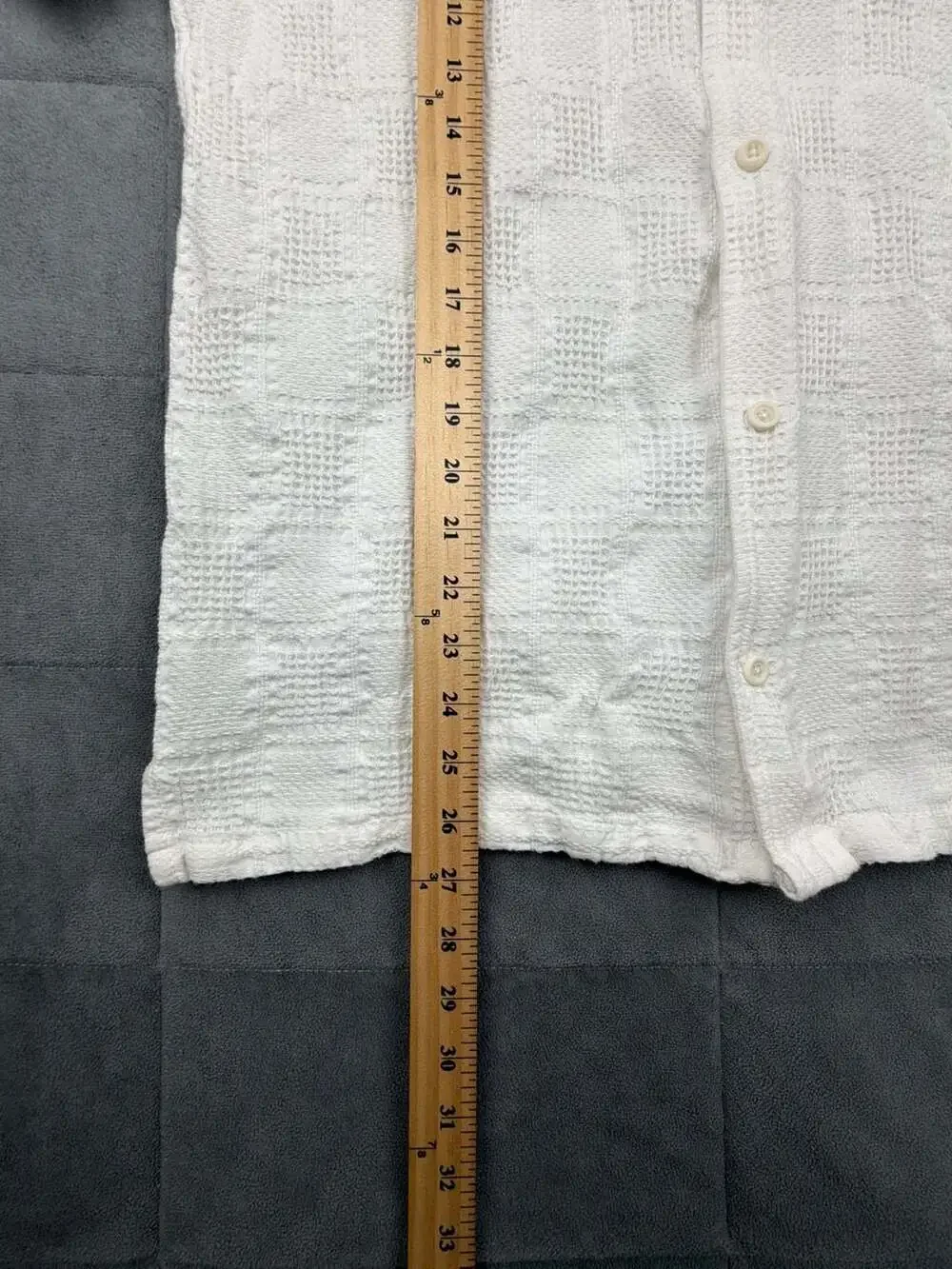 Folk Clothing White Waffle Textured Short Sleeve Camp Collar Shirt